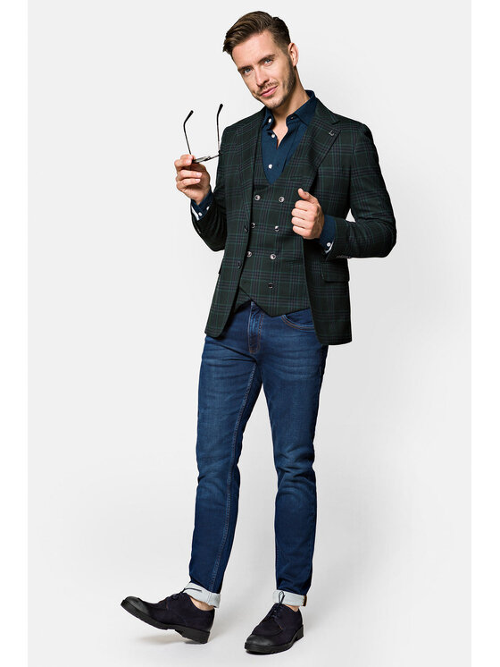 Lancerto Lancerto Marynarka Wezera Zielony Slim Fit