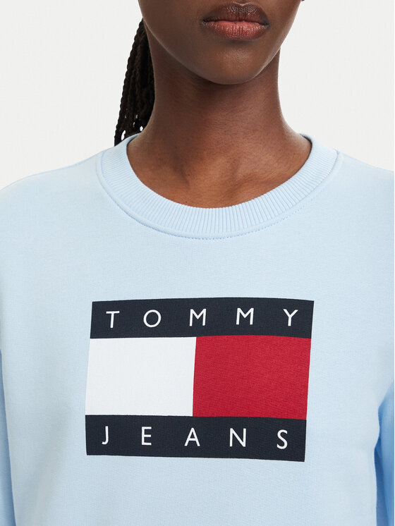 Tommy Jeans Tommy Jeans Džemperis ar kapuci Flag DW0DW22564 Gaiši zila Regular Fit