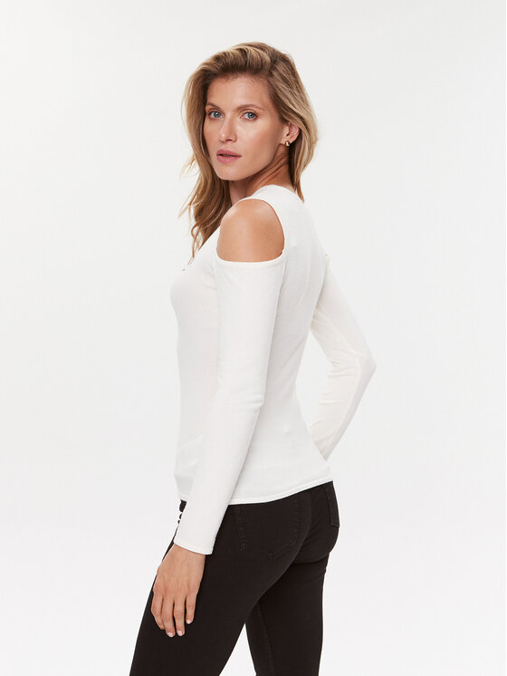 Guess Guess Sweter W3BR80 Z2YK2 Biały Slim Fit
