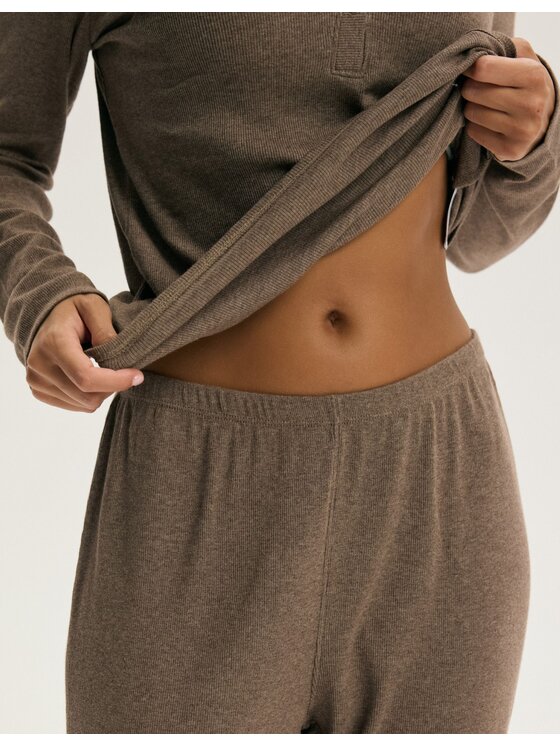 Esotiq Esotiq Piżama 44551 Beżowy Regular Fit