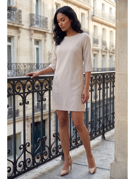 FIGL FIGL Φόρεμα κοκτέιλ M1350 Μπεζ Straight Fit