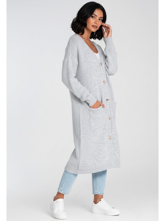 FIGL FIGL Kardigán M1237 Sivá Regular Fit
