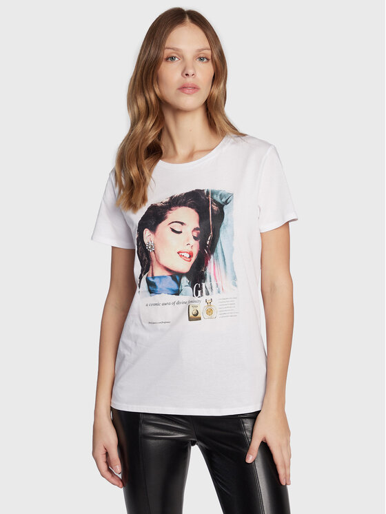 Guess Tricou W3RI06 K9RM1 Alb Regular Fit