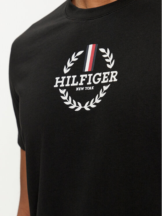 Tommy Hilfiger Tommy Hilfiger Тишърт Global Stripe MW0MW34388 Черен Regular Fit