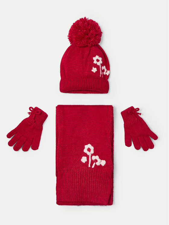 Mayoral Set Mütze, Schal und Handschuhe - Kinderkleidung, Größe 4Y Rot 10826