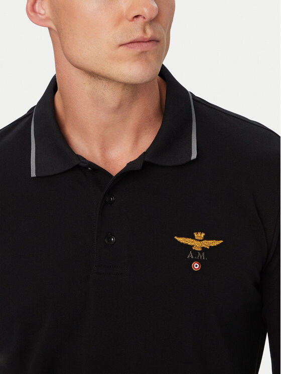 Aeronautica Militare Aeronautica Militare Polo marškinėliai 262PO1653UP00082 Juoda Regular Fit