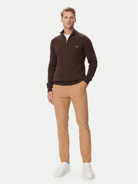 Gant Gant Sveter 8050603 Hnedá Regular Fit