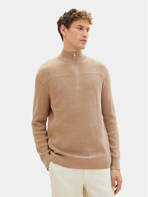 Tom Tailor Sveter 1038315 Hnedá Regular Fit