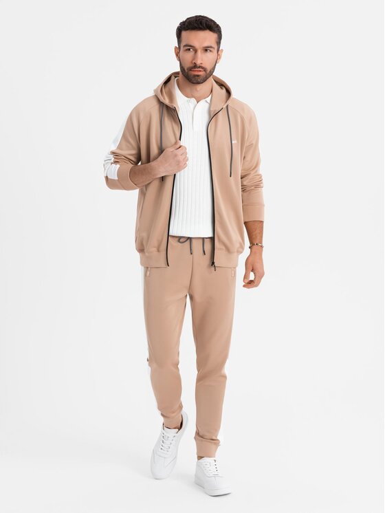 Ombre Ombre Komplet dresowy Z118 Beżowy Regular Fit