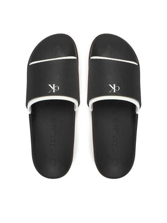 Calvin Klein Jeans Calvin Klein Jeans Klapki Slide Rubber Neoprene Text YM0YM01234 Czarny