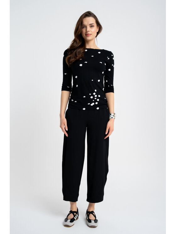 CLICK CLICK Kalhoty z materiálu 30-346 Černá Loose Fit