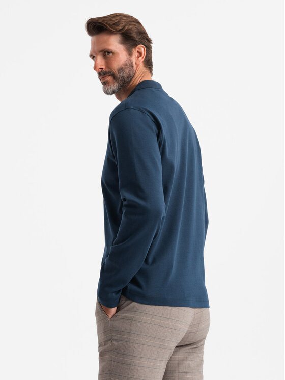 Ombre Ombre Longsleeve OM-POLS-0130 Granatowy Regular Fit