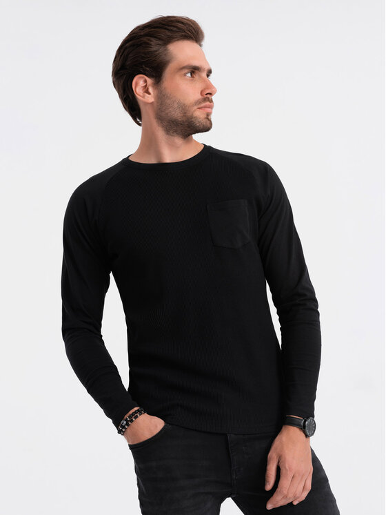 Ombre Ombre Longsleeve OM-LSCL-0109 Czarny Reglan Fit