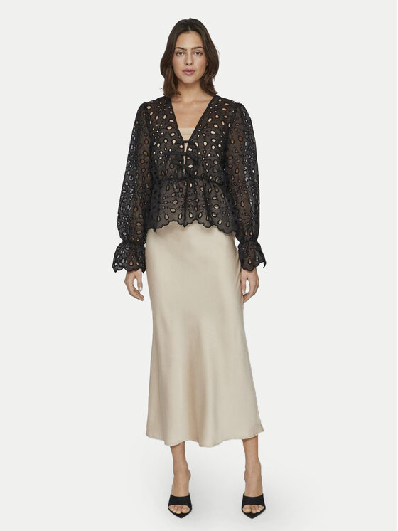 Vila Vila Fustă midi Elliette 14084182 Bej Regular Fit