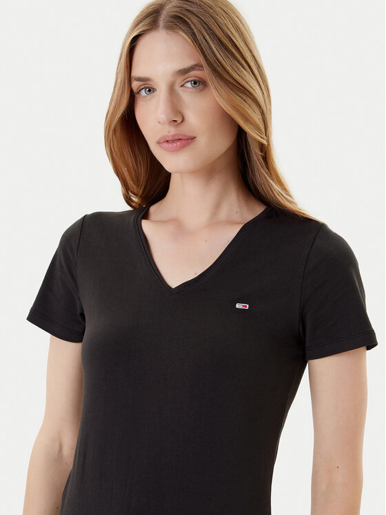 Tommy Jeans Tommy Jeans Tričko Tjw Skinny Stretch DW0DW09197 Čierna Slim Fit