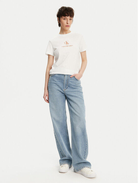 Calvin Klein Jeans Calvin Klein Jeans Tričko Shadow Graphic J20J225545 Biela Regular Fit