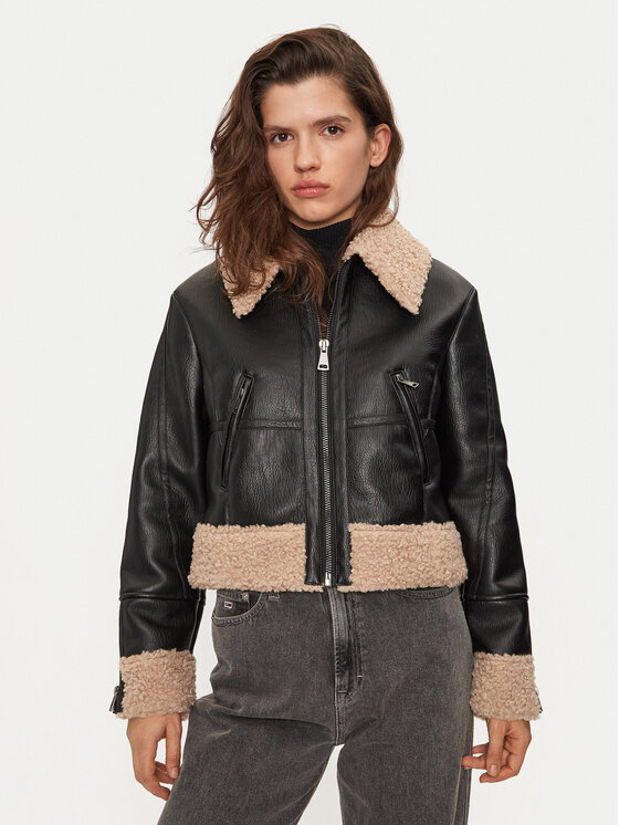 Sisley Sisley Jakna od imitacije kože 2YJVLN04W Crna Regular Fit