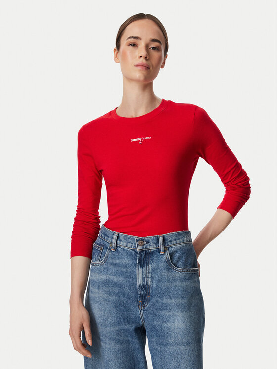 Tommy Jeans Tommy Jeans Blúz Classic Logo DW0DW23248 Piros Slim Fit