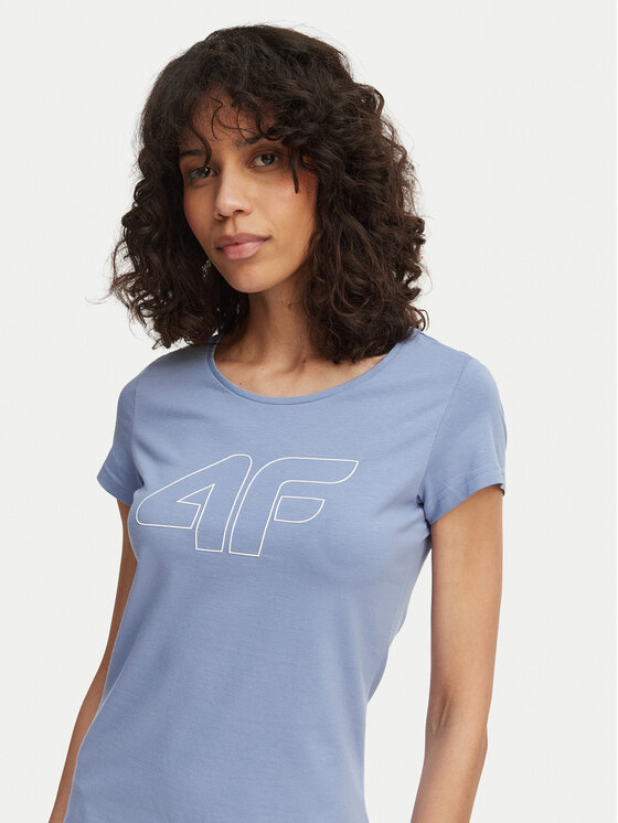 4F 4F T-Shirt 4FAW23TTSHF0907 Fialová Slim Fit