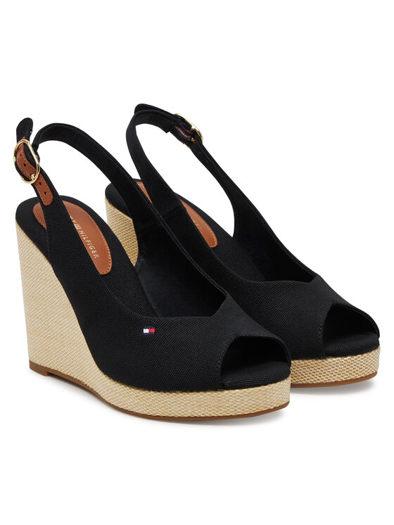 Tommy Hilfiger Tommy Hilfiger Espadrile Flag High Wedge Espad Slingback FW0FW08597 Negru