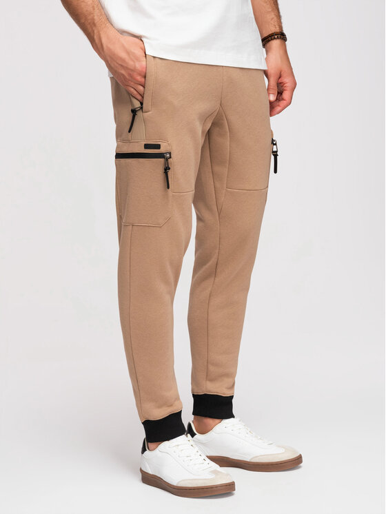 Ombre Ombre Joggery OM-PASK-0222 Beżowy Jogger Fit