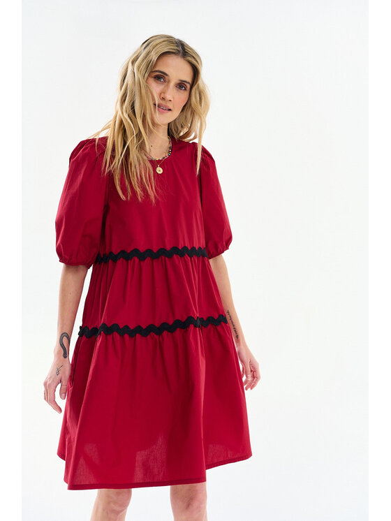 NAOKO NAOKO Sukienka codzienna Chili Pepper Czerwony Oversize