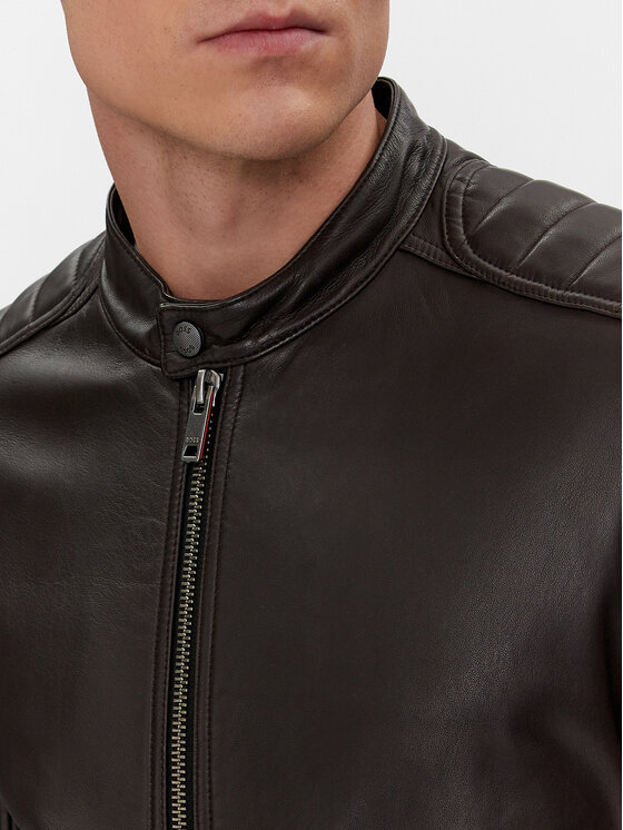 BOSS Boss Giacca di pelle Jolur 50504104 Marrone Regular Fit