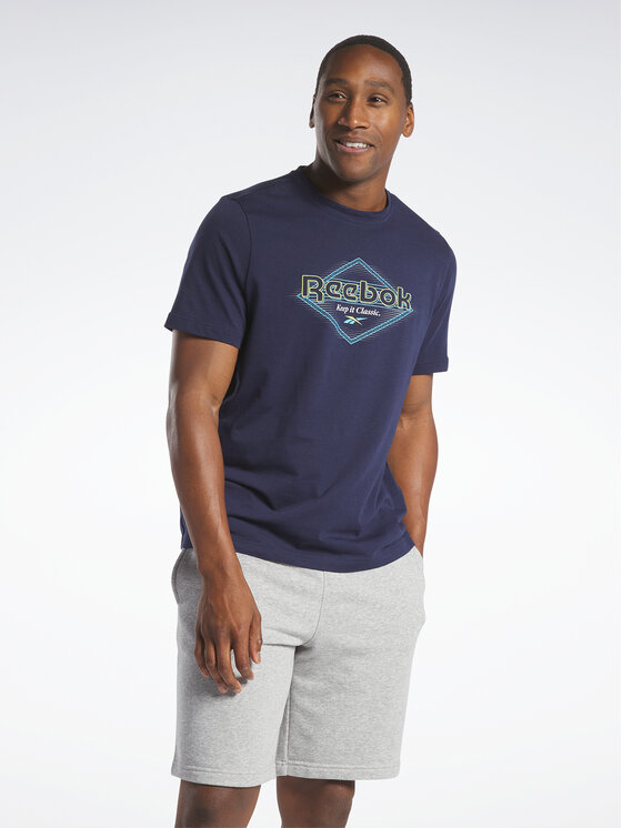 Reebok Тишърт Graphic Series HS4886 Тъмносин Regular Fit | Modivo.bg