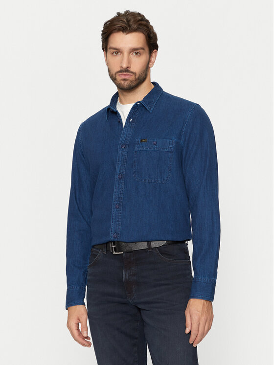 Lee džínsová košeľa Leesure 112355712 Modrá Regular Fit