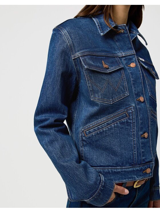 Wrangler Wrangler Kurtka jeansowa HERITAGE JACKET Niebieski Regular Fit
