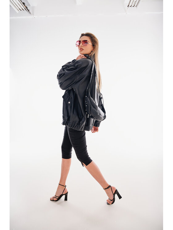 Mimika Mimika Kurtka skórzana Rumor bomber n^3 wersja oversize Czarny Oversize