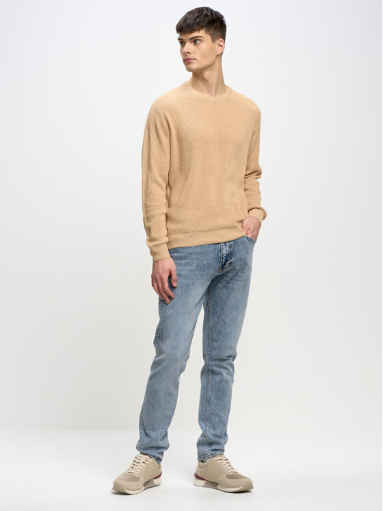 BIG STAR BIG STAR Sweter STANSON_801_160 Beżowy Basic Fit