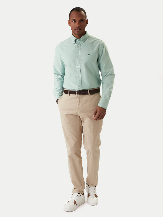 Tommy Hilfiger Tommy Hilfiger Srajca Solid Heritage MW0MW35774 Zelena Regular Fit