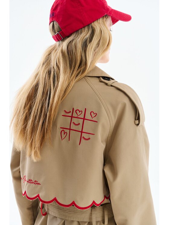 NAOKO NAOKO Trencz Cross My Heart Beżowy Regular Fit