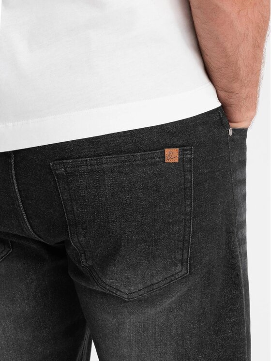 Ombre Ombre Szorty jeansowe OM-SRDS-0164 Czarny Regular Fit