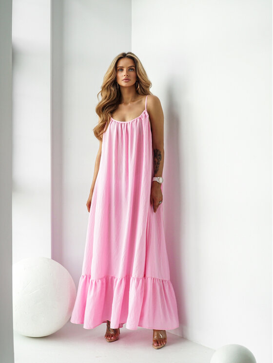 LilaLou LilaLou Sukienka letnia Gypsy Różowy Oversize