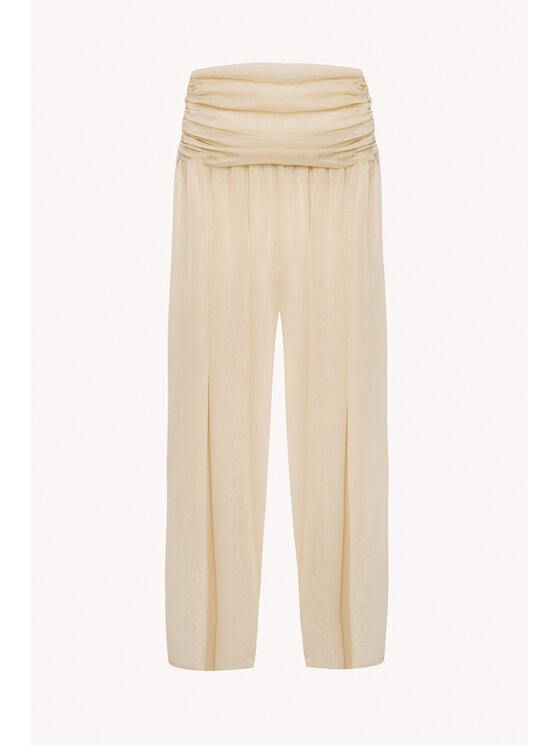 Epuzer Epuzer Spodnie materiałowe Oyster silk sheer Beżowy Loose Fit