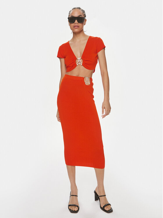 Patrizia Pepe Patrizia Pepe Puzdrová sukňa 2G0974/K021-R825 Oranžová Slim Fit