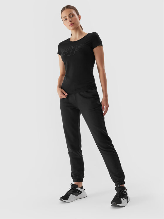 4F 4F Футболка 4FAW23TTSHF0907 Чорний Slim Fit