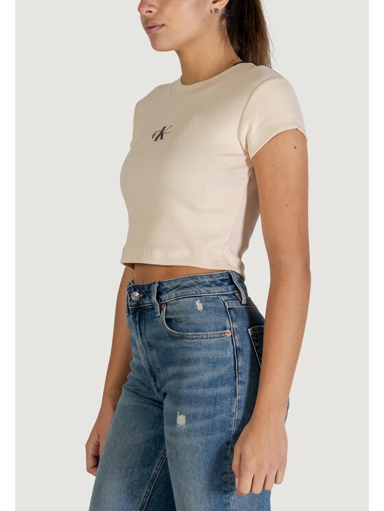 Calvin Klein Jeans Calvin Klein Jeans T-Shirt MONOGRAM BABY TEE Μπεζ Casual Fit