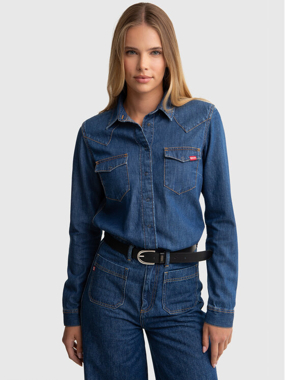 BIG STAR BIG STAR Koszula jeansowa NORRA Granatowy Slim Fit