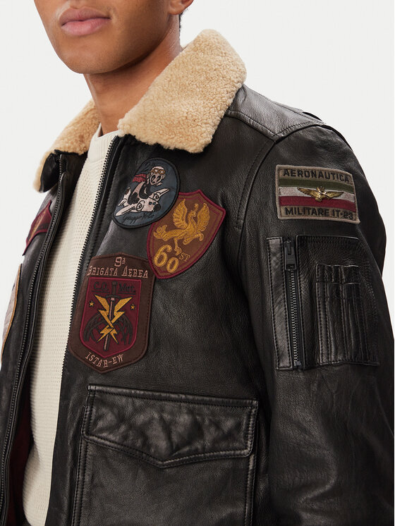 Aeronautica Militare Aeronautica Militare Кожено яке 262PN0968U100839 Черен Regular Fit