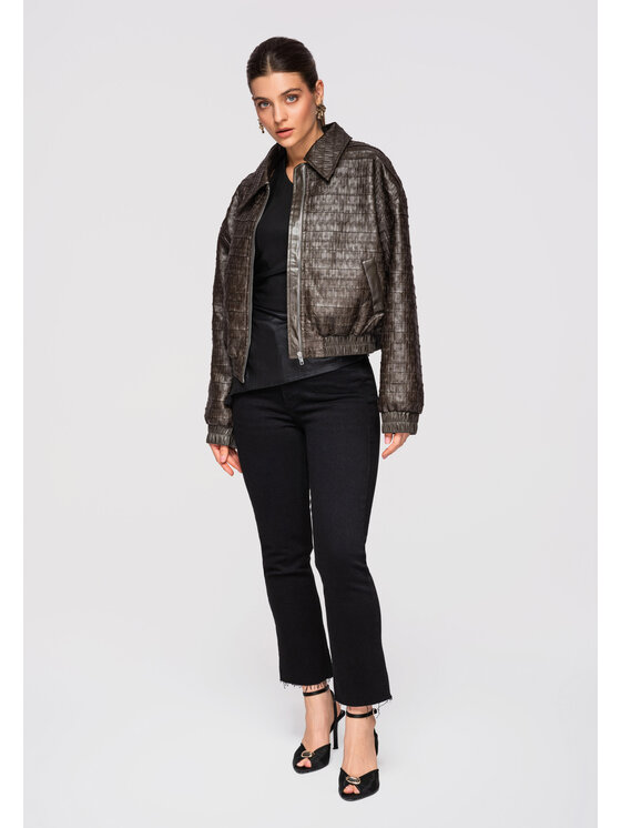 Ombre Ombre Kurtka bomber OW-JAFL-0102 Brązowy Loose Fit