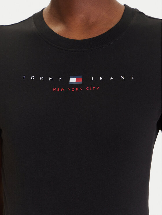 Tommy Jeans Tommy Jeans Marškinėliai Linear DW0DW21422 Juoda Slim Fit