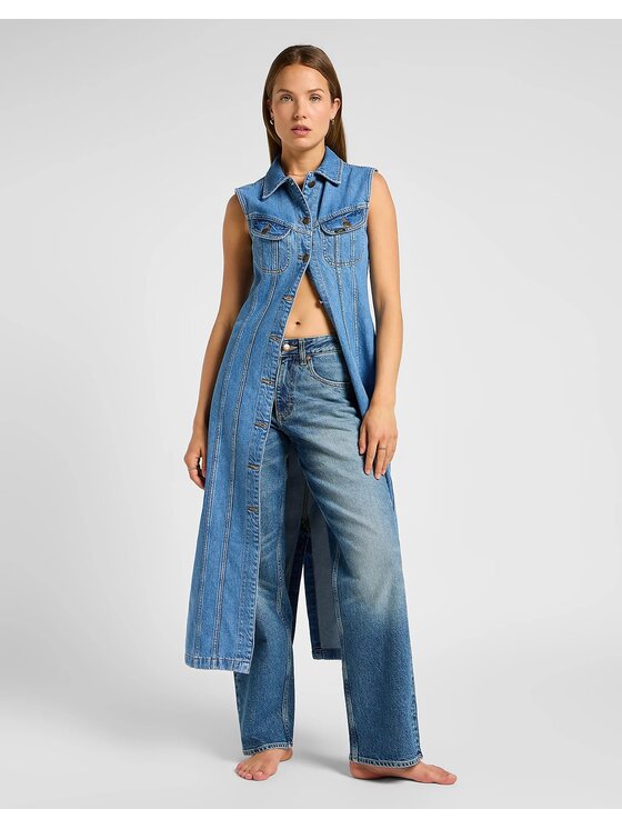 Lee Lee Sukienka jeansowa Long Slim Dress 112355119 Niebieski Slim Fit