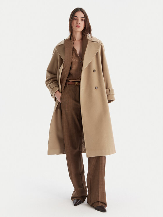 Marella Marella Cappotto di lana Tenna 2523016071 Beige Regular Fit