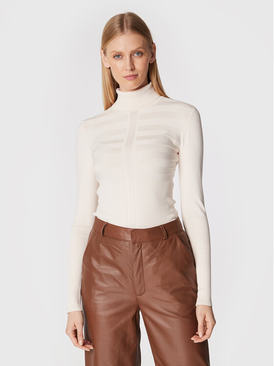 Morgan Morgan Rollkragenpullover 132-MENTOS.M Écru Slim Fit