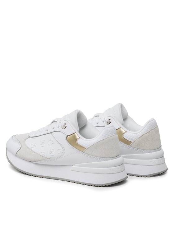 Tommy Hilfiger Tommy Hilfiger Laisvalaikio batai Elevated Embossed Runner Gold FW0FW07384 Balta