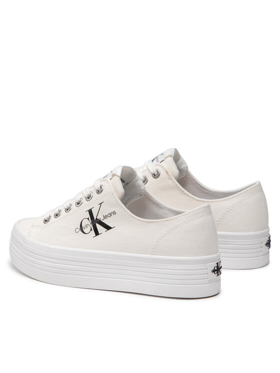 Calvin Klein Jeans Calvin Klein Jeans Tenis superge Vulcanozed Flatform Laceup Co YW0YW00254 Bela