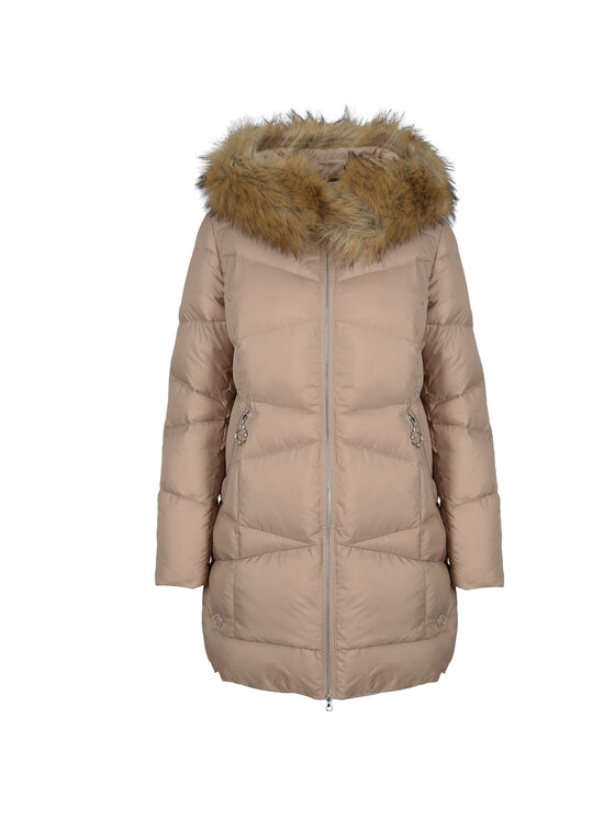 Perso Perso Kurtka puchowa LEKKO TALIOWANA ELEGANCKA PUCHOWA KURTKA DAMSKA Beżowy Fitted Fit